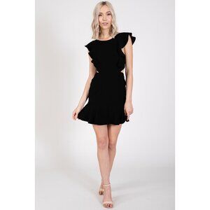 🔥LAST ONE🔥 Women's Flutter Sleeve Cut Out Dress (BLACK)